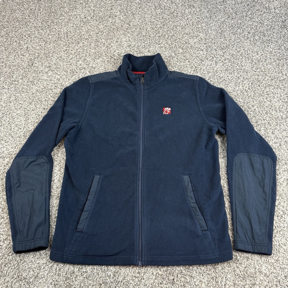 Chick Fil A Oobe Jacket Adult Medium Blue Fleece Employee Full Zip Uniform Team